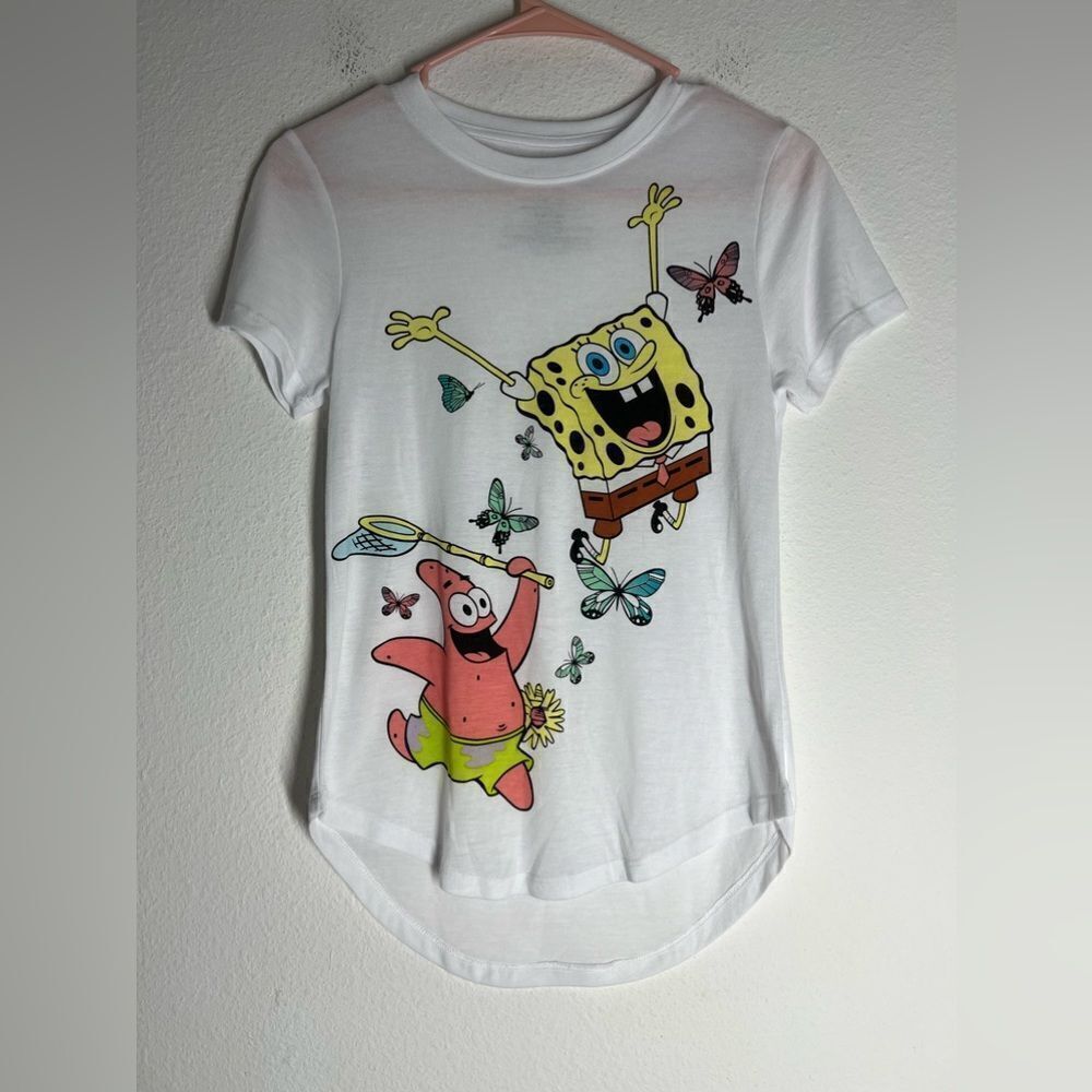 Nickelodeon Sponge Bob Juniors T-Shirt Tee “Spread Your Wings” White Size XS